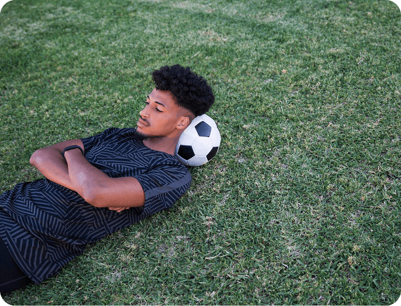 Football player on grass